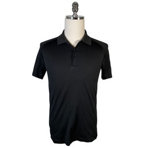 Lululemon Athletica Men's Small Black Technical Polo Shirt Breathable Silver